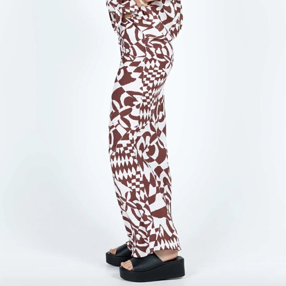Princess Polly Bekka Brown & White Patterned Maxi Skirt 4 - Picture 8 of 9